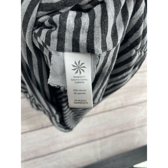 Athleta Topanga V-Neck Striped Ruched Side‎ Shirt Dress Women's Small Gray/Black - Picture 5 of 7